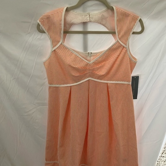 London Times: Apricot/white stripped Dress- back zip- open back- size 10 - Picture 1 of 16